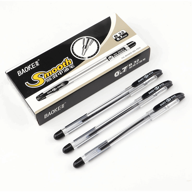 Ручка масляна 0.7 мм, чорна Smooth Baoke (B32-black)